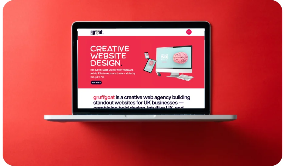 "Laptop screen showing creative website design, promoting affordable business website services.